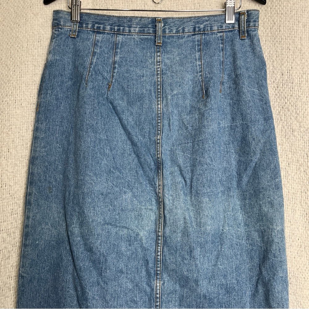 Vintage Maxi Denim Skirt Jay Jacobs Button Front Pencil Jean 90s Faded USA Jr 13 - Picture 12 of 16